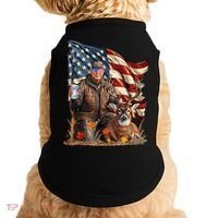 Donald Trump Maga Deer Hunting Parotic American Flag Doggie Tank thumb 0
