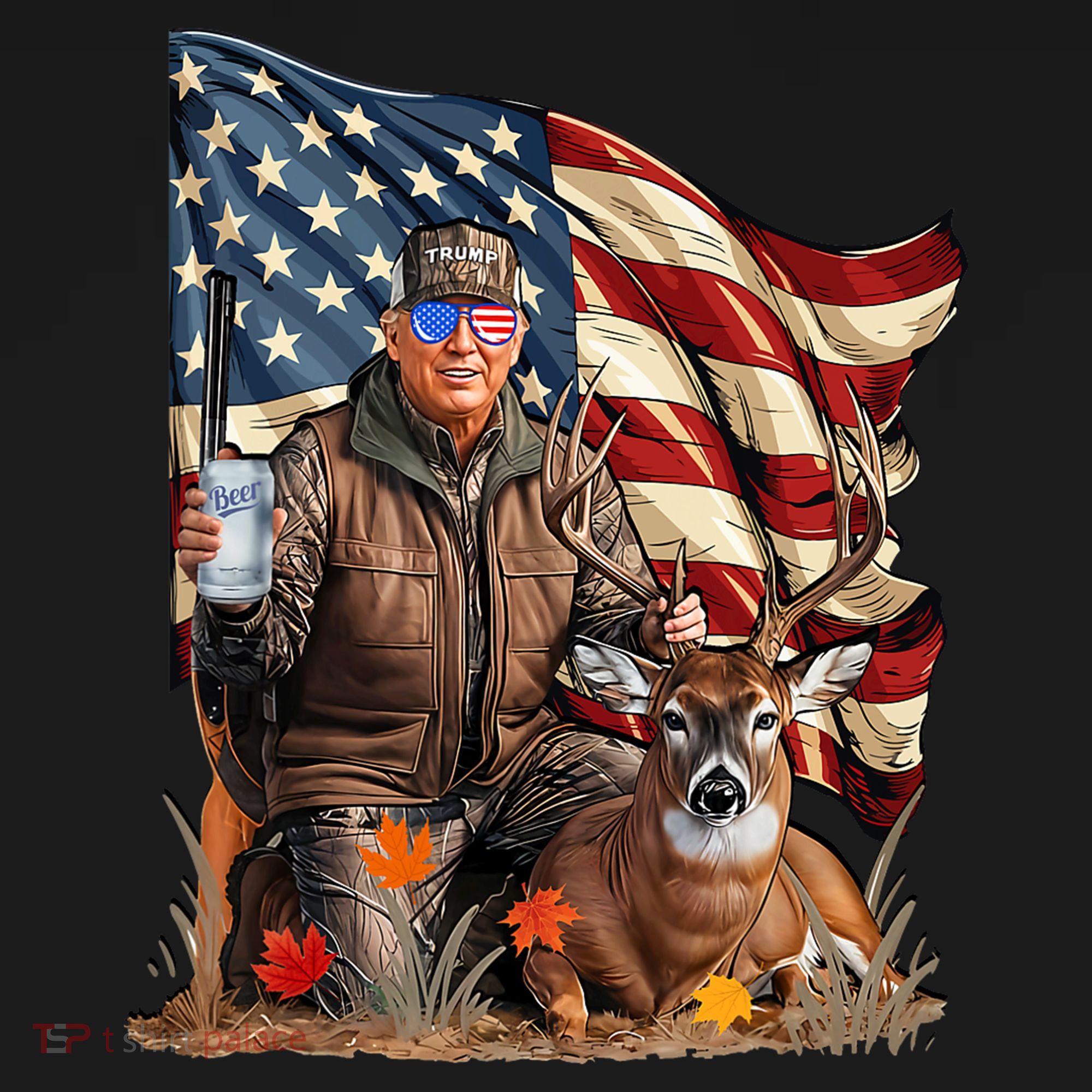 Donald Trump Maga Deer Hunting Parotic American Flag Sweatshirt