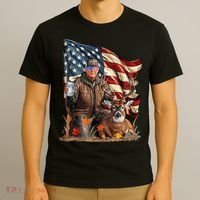Donald Trump Maga Deer Hunting Parotic American Flag T-Shirt thumb 3