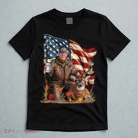 Donald Trump Maga Deer Hunting Parotic American Flag T-Shirt thumb 5