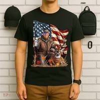 Donald Trump Maga Deer Hunting Parotic American Flag T-Shirt thumb 6