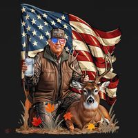 Donald Trump Maga Deer Hunting Parotic American Flag T-Shirt thumb 7