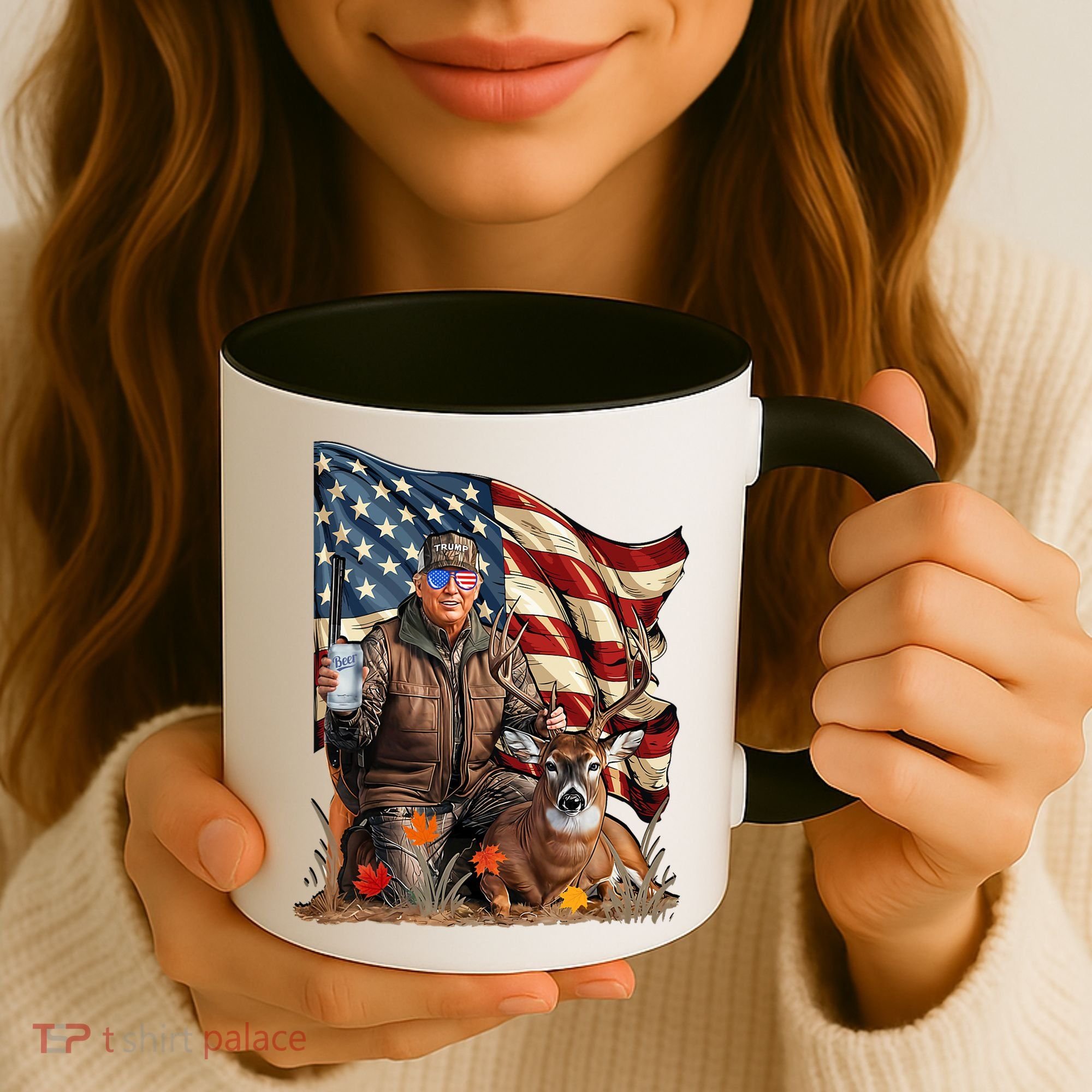 Donald Trump Maga Deer Hunting Parotic American Flag Coffee Mug