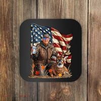 Donald Trump Maga Deer Hunting Parotic American Flag Coaster thumb 0