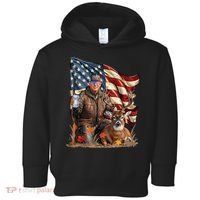 Donald Trump Maga Deer Hunting Parotic American Flag Toddler Hoodie thumb 0