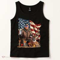 Donald Trump Maga Deer Hunting Parotic American Flag Tank Top thumb 2