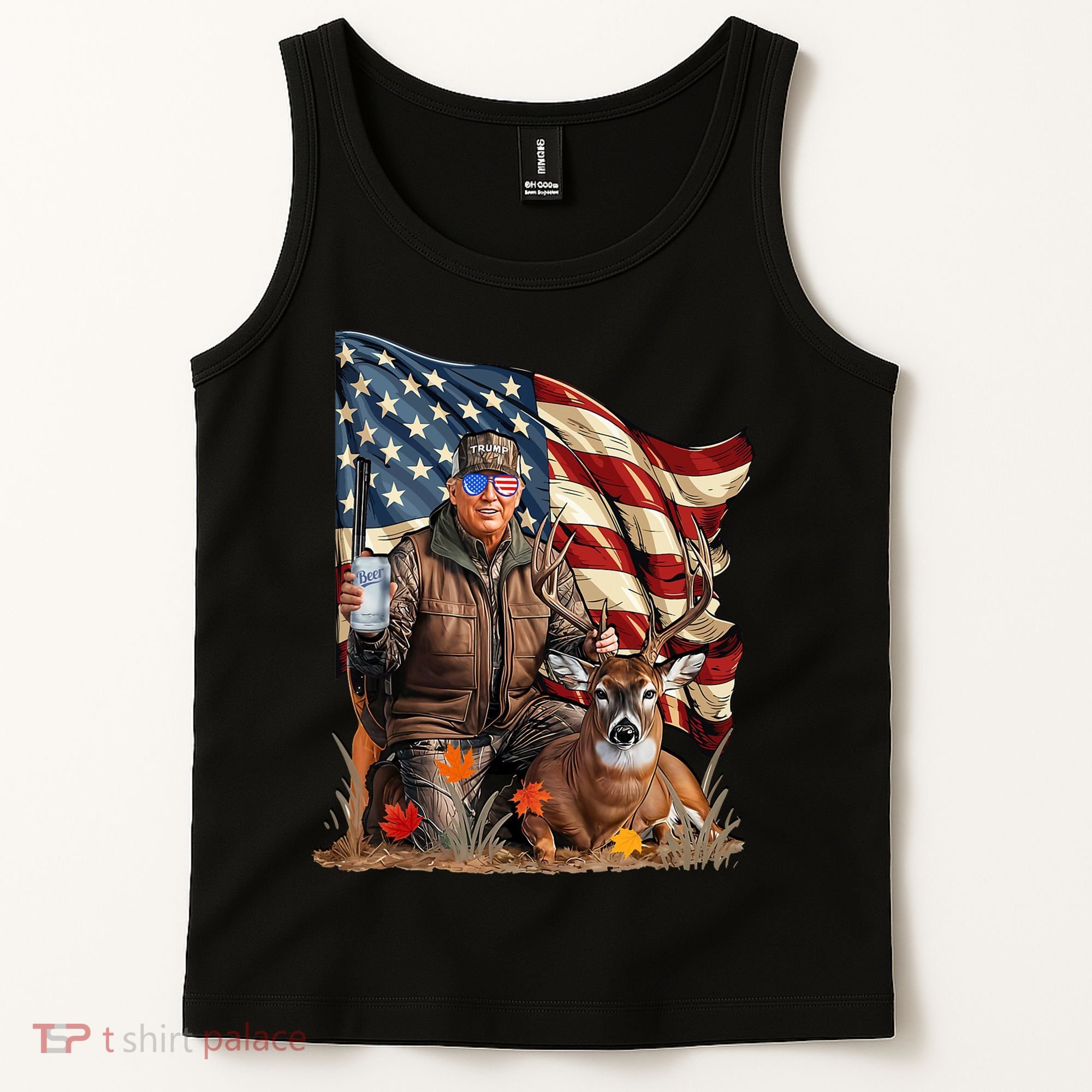 Donald Trump Maga Deer Hunting Parotic American Flag Tank Top