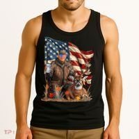 Donald Trump Maga Deer Hunting Parotic American Flag Tank Top thumb 3