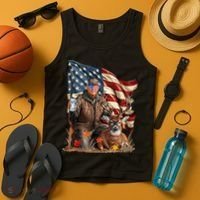 Donald Trump Maga Deer Hunting Parotic American Flag Tank Top thumb 4