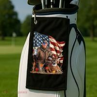Donald Trump Maga Deer Hunting Parotic American Flag Golf Towel thumb 2