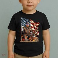 Donald Trump Maga Deer Hunting Parotic American Flag Toddler T-Shirt thumb 2