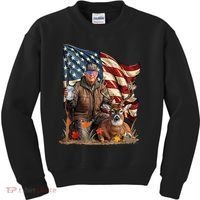 Donald Trump Maga Deer Hunting Parotic American Flag Kids Sweatshirt thumb 0