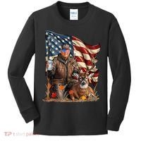 Donald Trump Maga Deer Hunting Parotic American Flag Kids Long Sleeve Shirt thumb 0