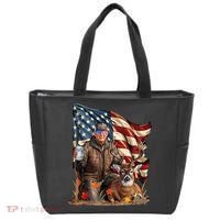 Donald Trump Maga Deer Hunting Parotic American Flag Tote Bag thumb 0