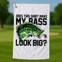 Does This Make My Bass Look Big Funny Fishing Golf Towel thumb 1