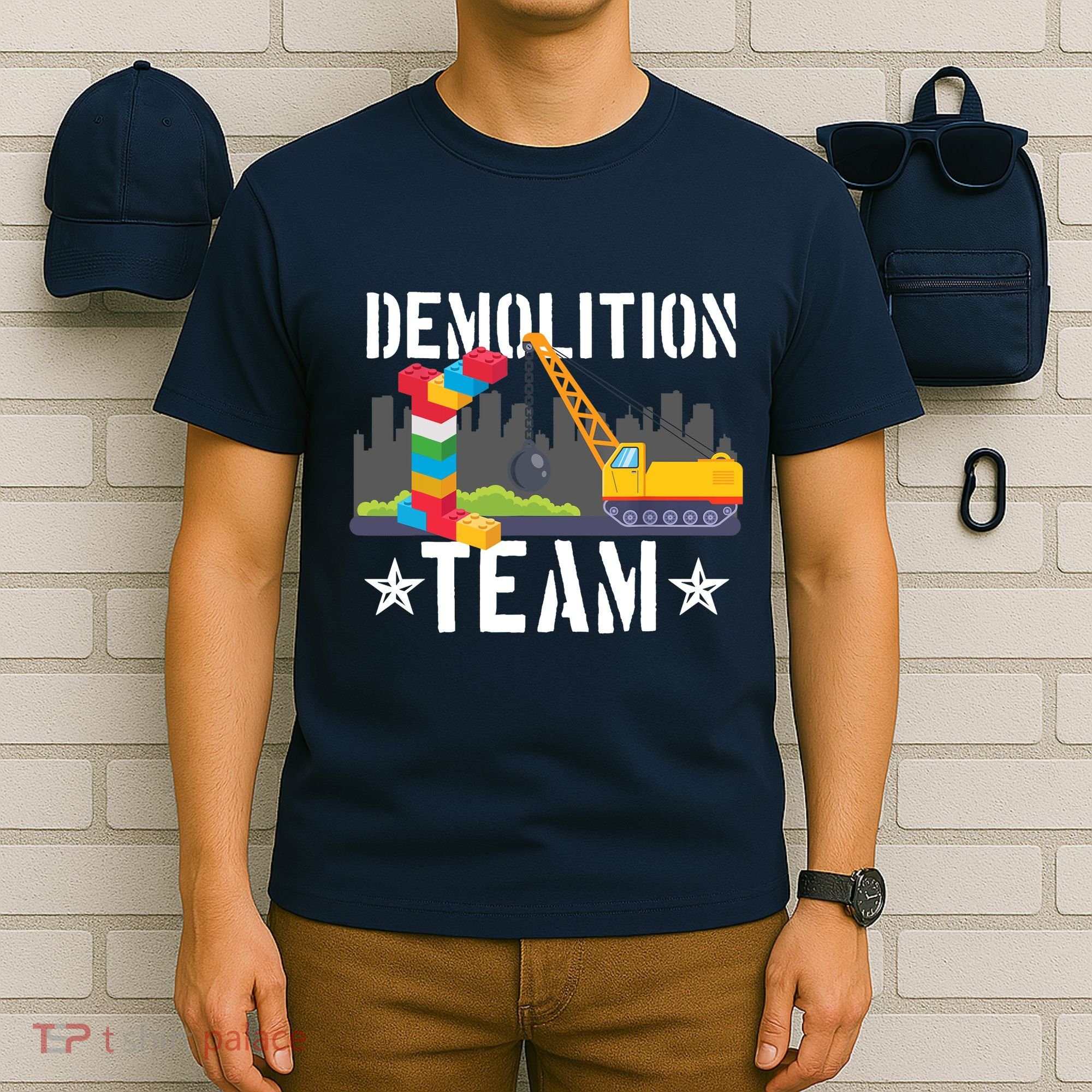 Demolition Team Master Builder Building Blocks Bricklayer T-Shirt