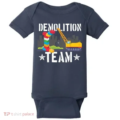 Demolition Team Master Builder Building Blocks Bricklayer Baby Bodysuit