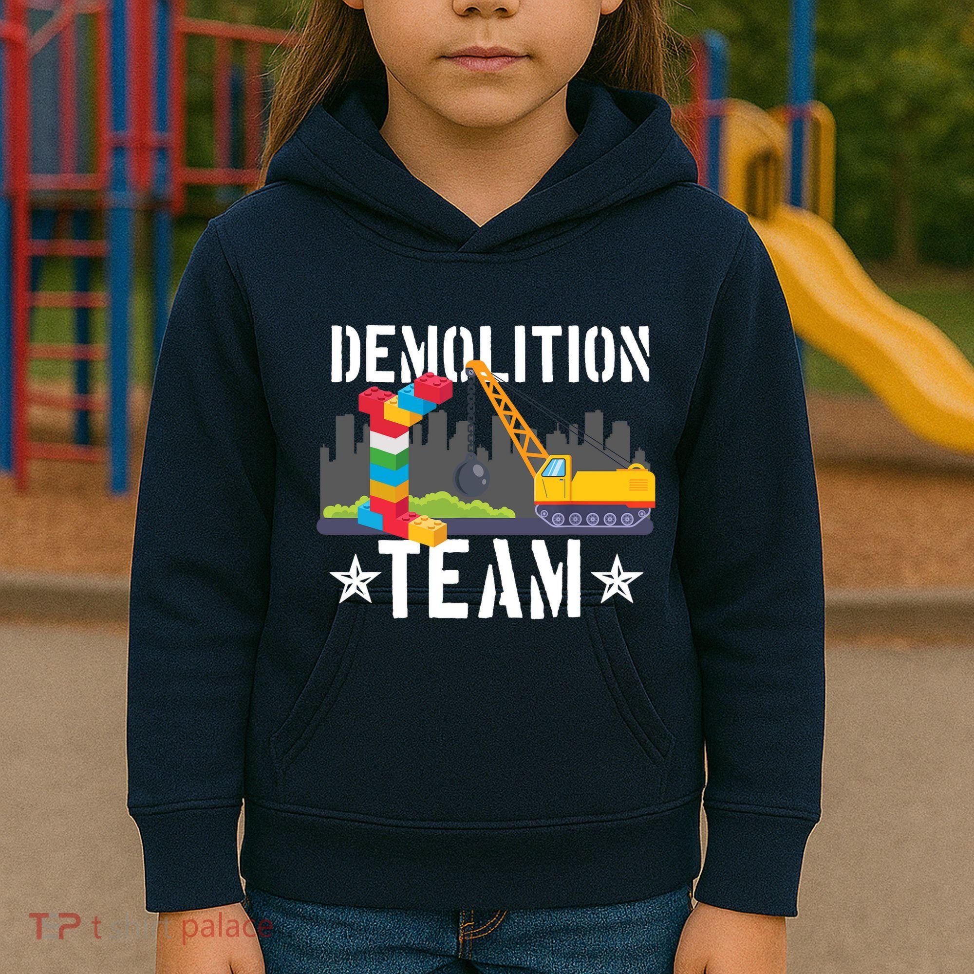 Demolition Team Master Builder Building Blocks Bricklayer Kids Hoodie