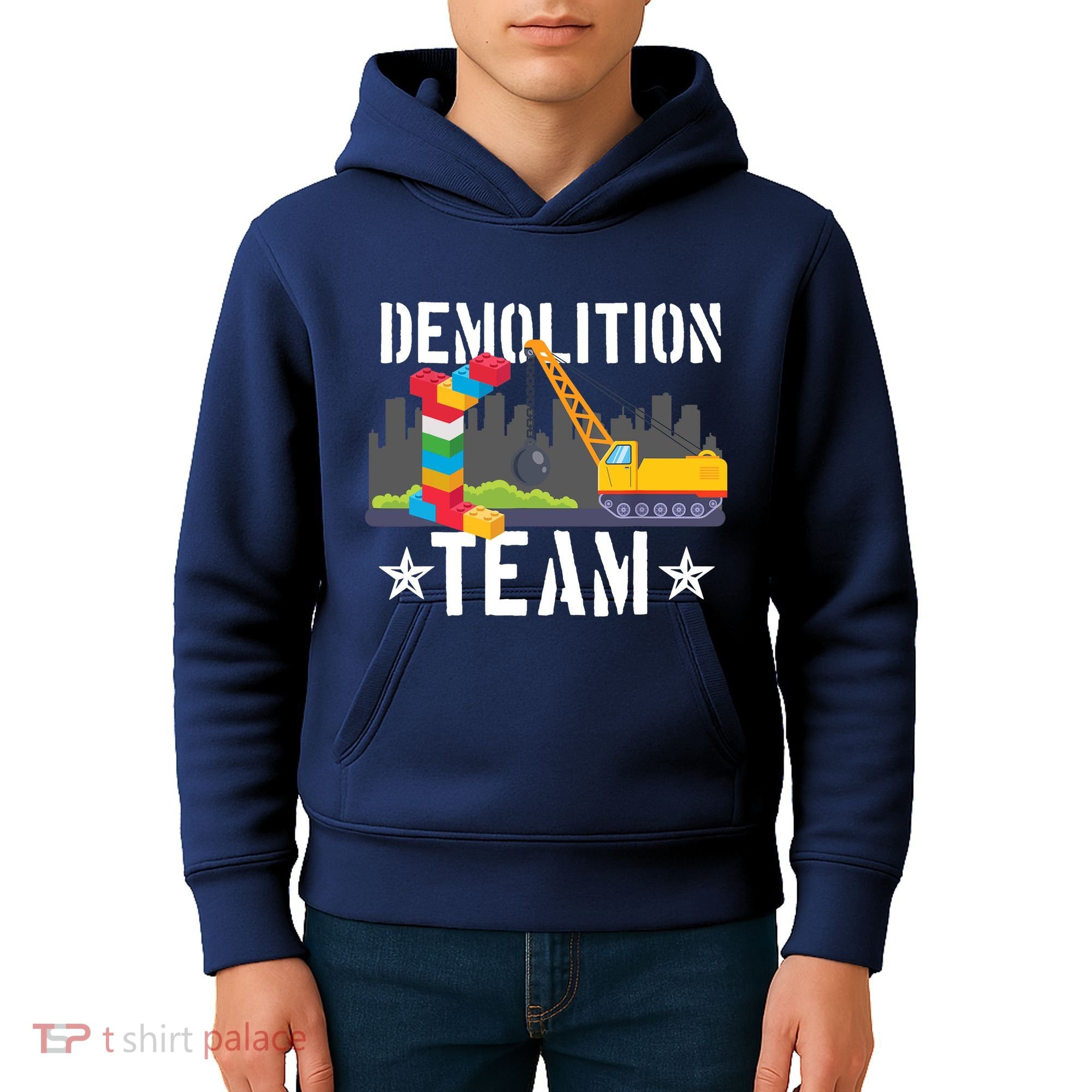 Demolition Team Master Builder Building Blocks Bricklayer Kids Hoodie