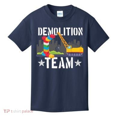 Demolition Team Master Builder Building Blocks Bricklayer Kids T-Shirt