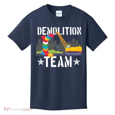 Demolition Team Master Builder Building Blocks Bricklayer Kids T-Shirt
