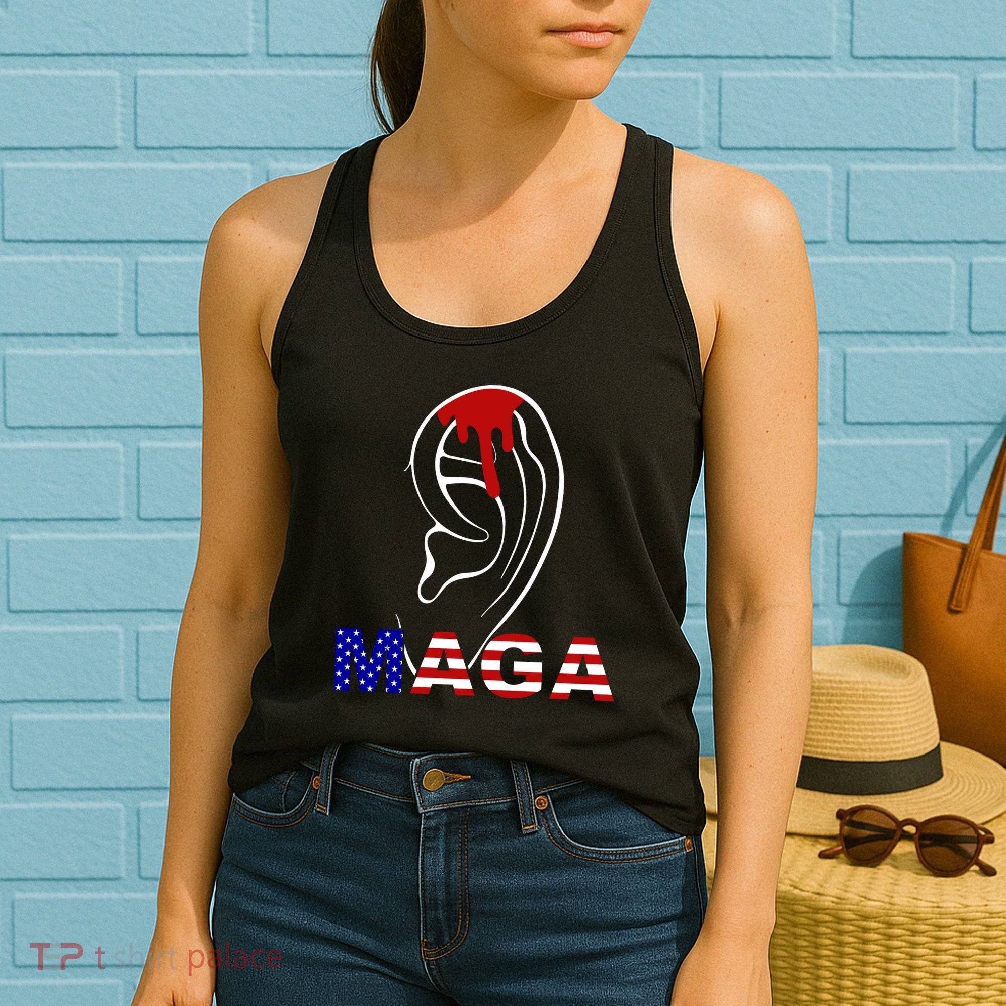 Donald Trump Maga Gun Shot To The Ear Women's Tank Top