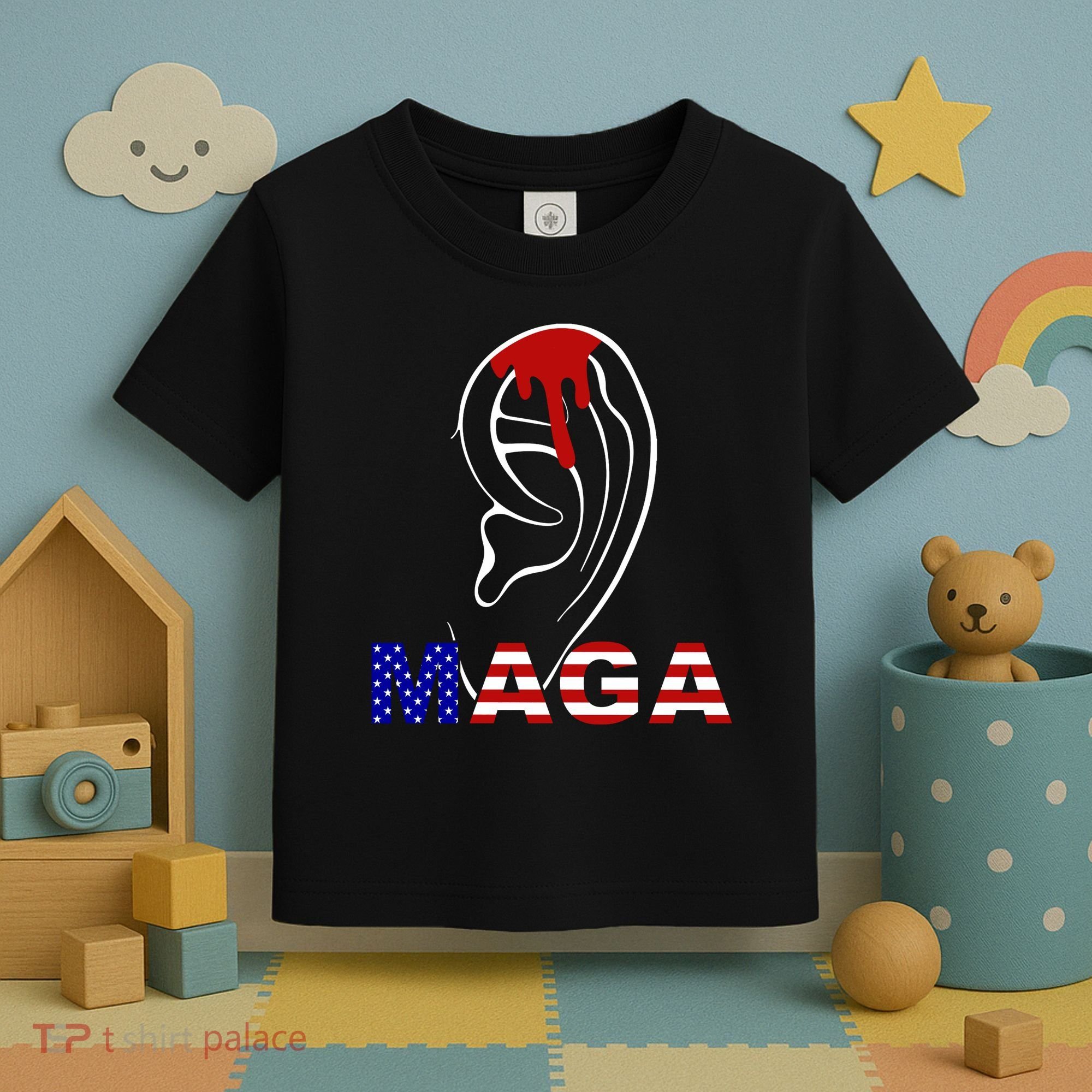 Donald Trump Maga Gun Shot To The Ear Toddler T-Shirt