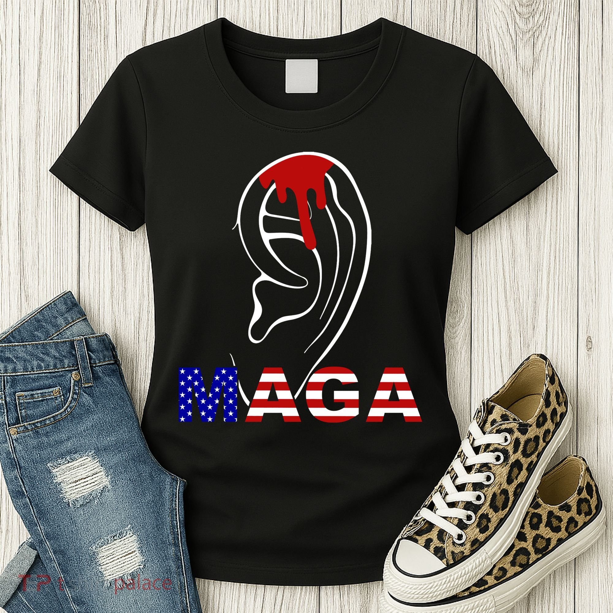 Donald Trump Maga Gun Shot To The Ear Women's T-Shirt