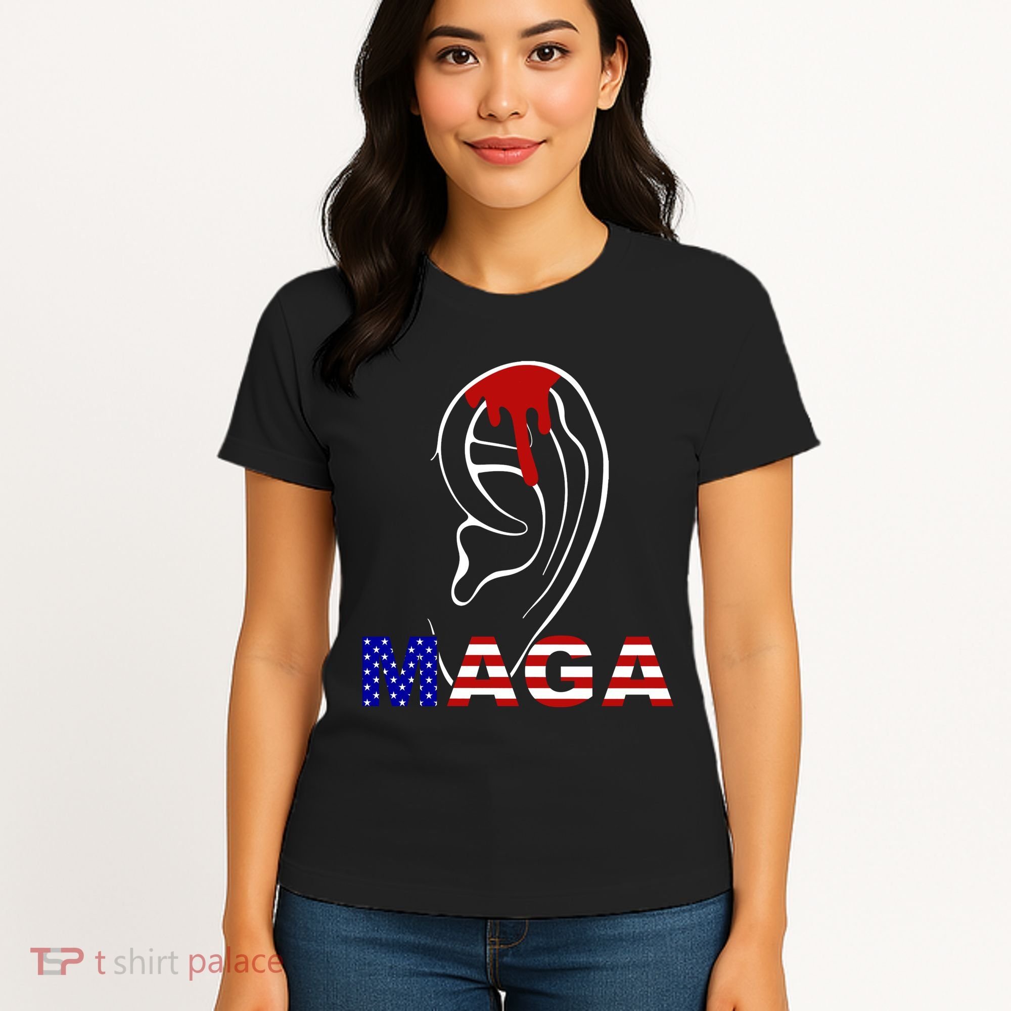Donald Trump Maga Gun Shot To The Ear Women's T-Shirt