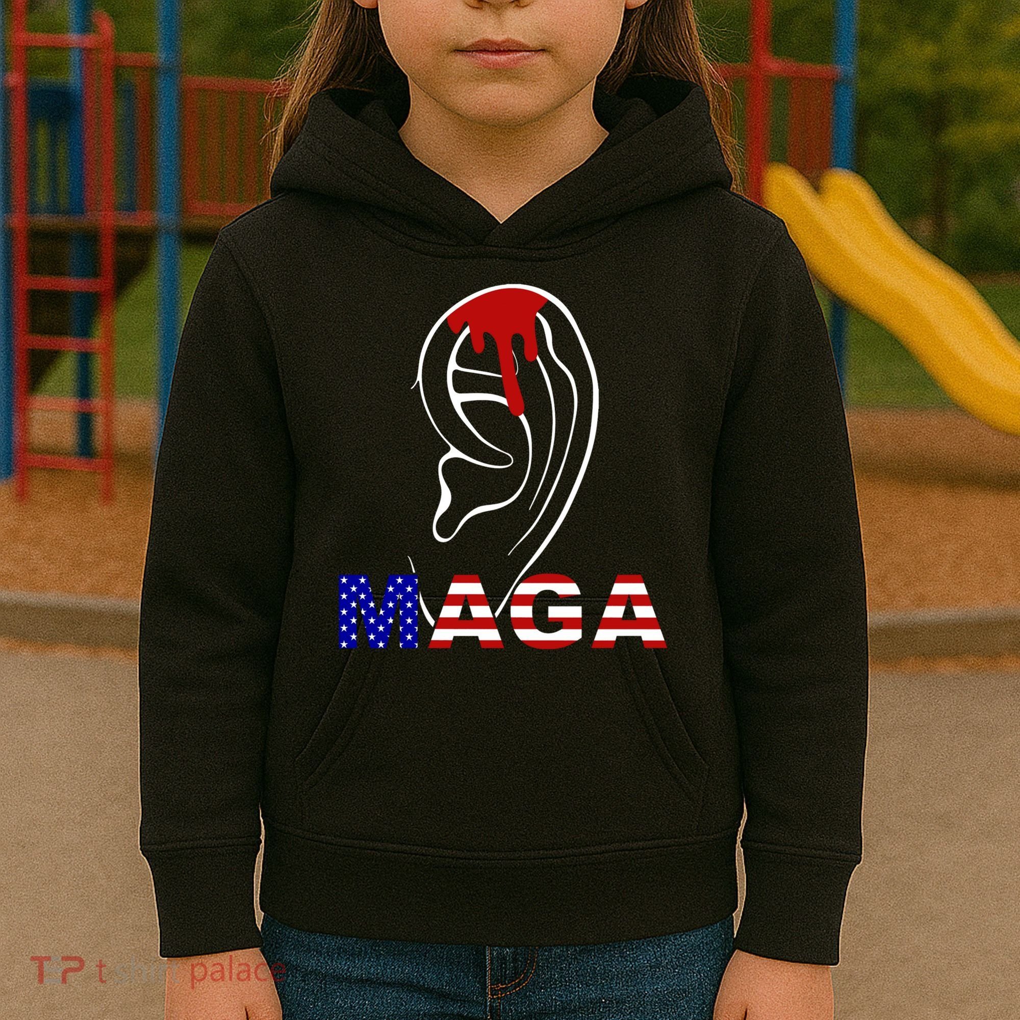 Donald Trump Maga Gun Shot To The Ear Kids Hoodie