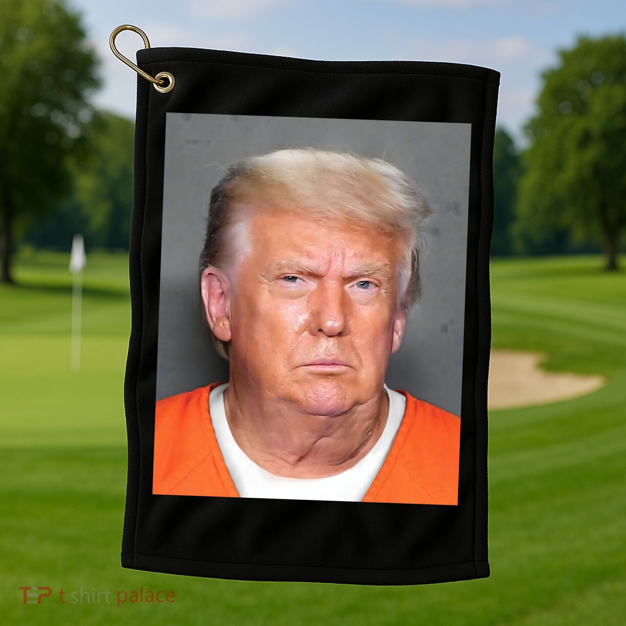 Donald Trump Mugshot MAGA 2024 Front & Back Golf Towel