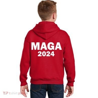 Donald Trump Mugshot MAGA 2024 Front & Back Kids Hoodie back