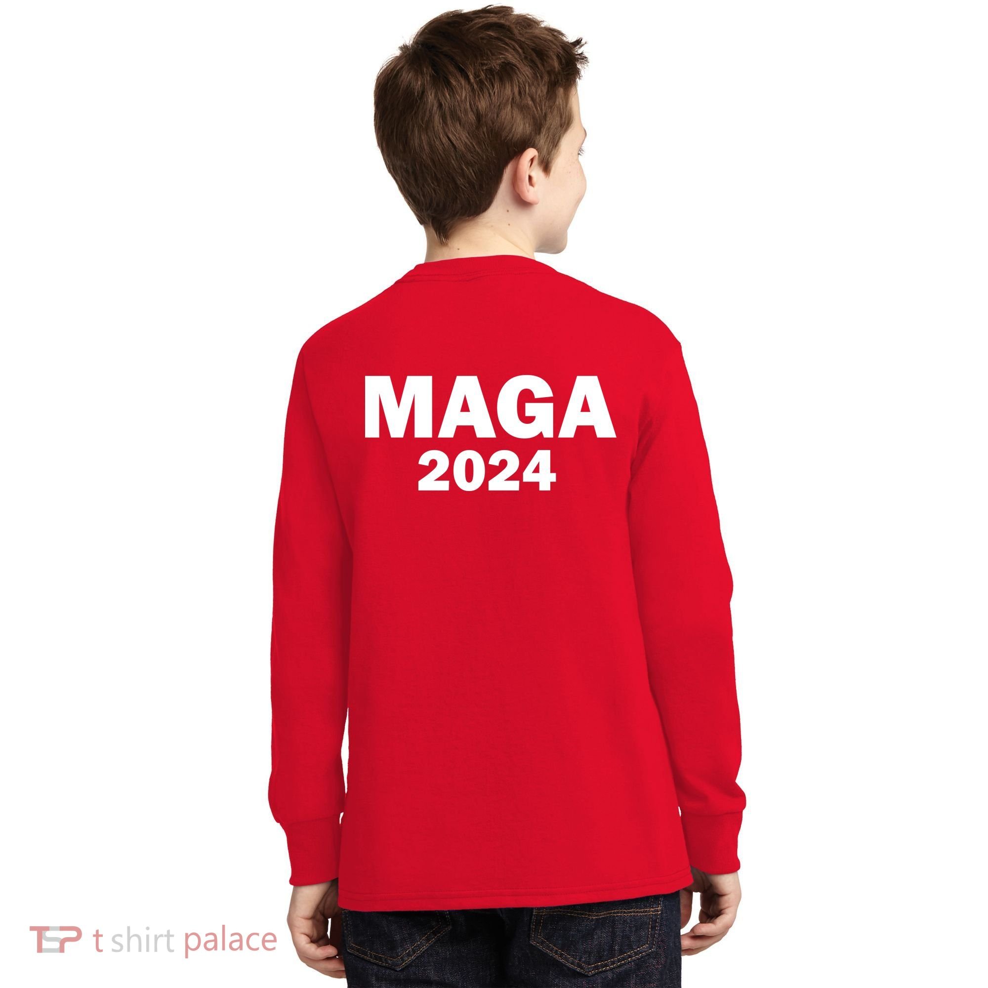 Donald Trump Mugshot MAGA 2024 Front & Back Kids Long Sleeve Shirt