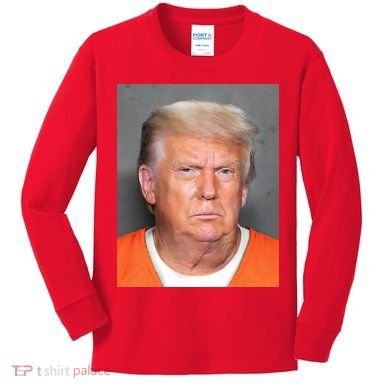Donald Trump Mugshot MAGA 2024 Front & Back Kids Long Sleeve Shirt