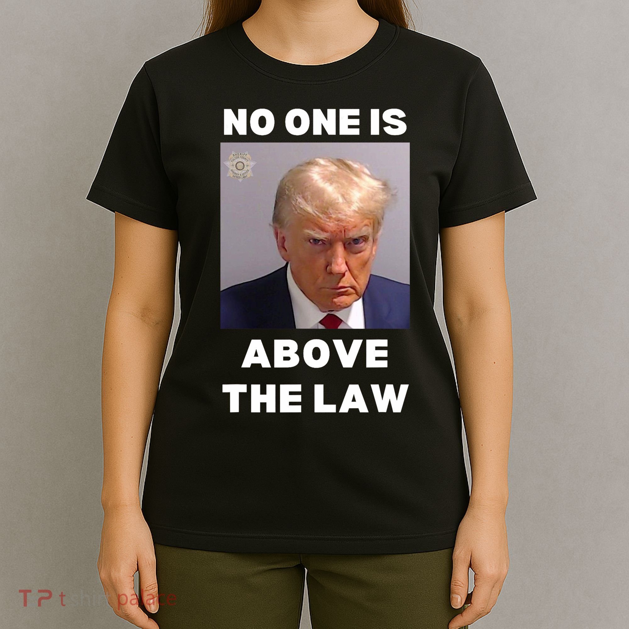 Donald Trump Mug Shot No One Is Above The Law Anti Trump T-Shirt
