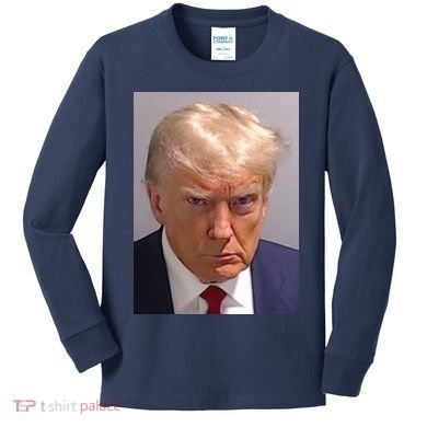 Donald Trump Mugshot Kids Long Sleeve Shirt