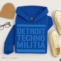 Detroit Techno Militia Blue Logo  Hoodie thumb 4