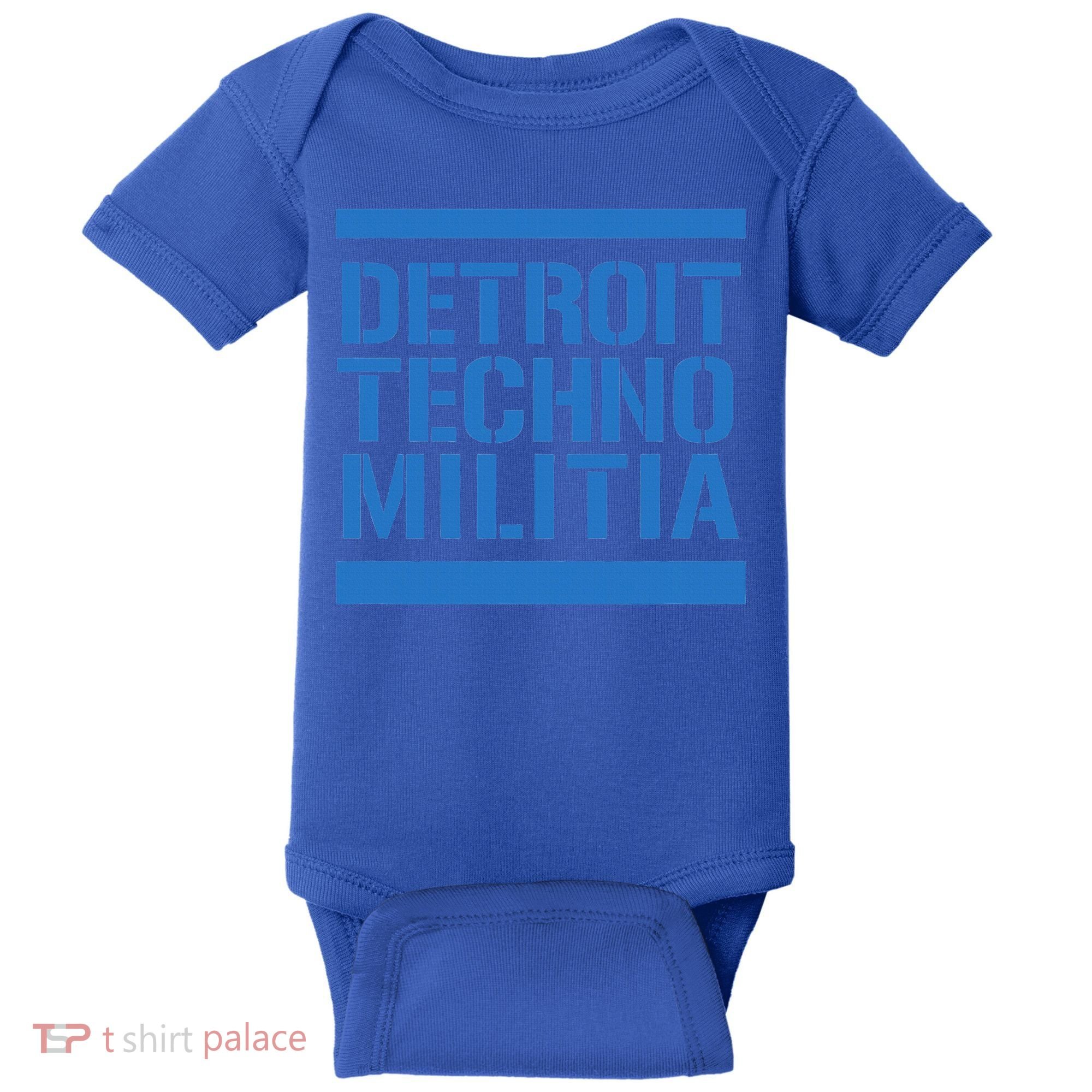 Detroit Techno Militia Blue Logo  Baby Bodysuit