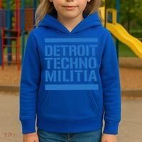Detroit Techno Militia Blue Logo  Kids Hoodie thumb 3