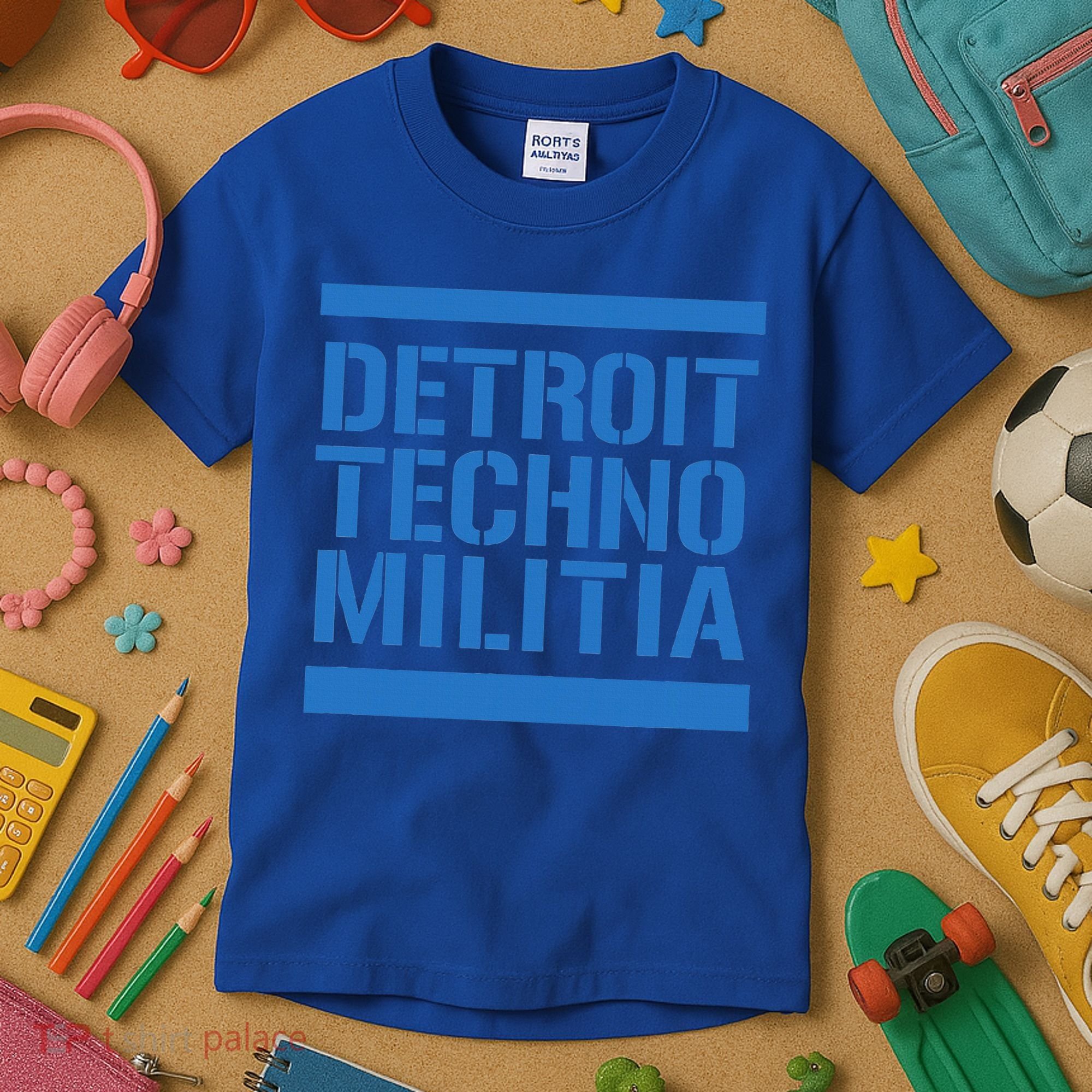 Detroit Techno Militia Blue Logo  Kids T-Shirt
