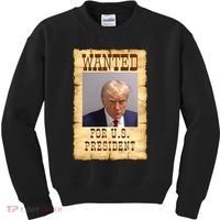 Donald Trump Mug Shot Wanted For US President Kids Sweatshirt thumb 0