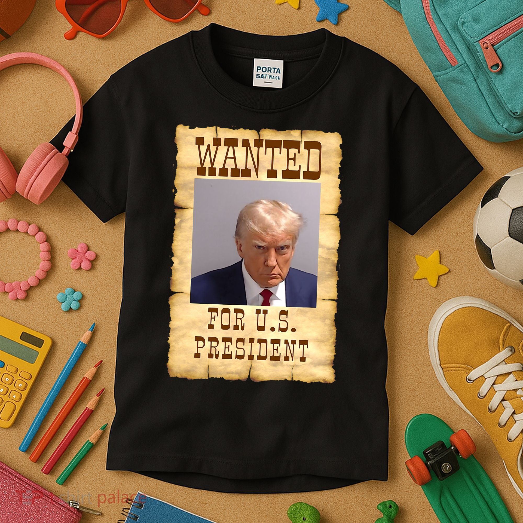 Donald Trump Mug Shot Wanted For US President Kids T-Shirt