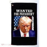 Donald Trump Mug Shot Wanted For U.S. President 2024 Golf Towel thumb 0
