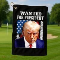 Donald Trump Mug Shot Wanted For U.S. President 2024 Golf Towel thumb 1