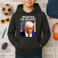 Donald Trump Mug Shot Wanted For U.S. President 2024 Kids Hoodie thumb 2