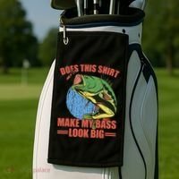 Does This Make My Bass Look Big Funny Fishing Golf Towel thumb 2