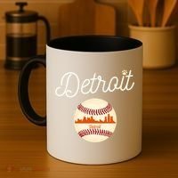 Distressed Tiger Mascot Gift Detroit Baseball Skyline Gift Coffee Mug thumb 4