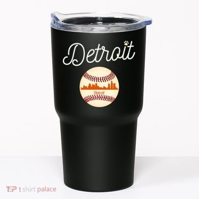 Distressed Tiger Mascot Gift Detroit Baseball Skyline Gift Tumbler