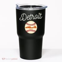Distressed Tiger Mascot Gift Detroit Baseball Skyline Gift Tumbler thumb 0
