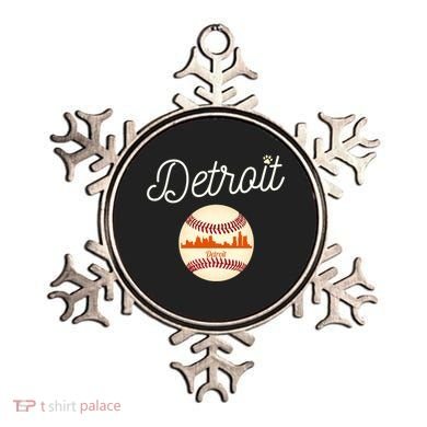Distressed Tiger Mascot Gift Detroit Baseball Skyline Gift Ornament